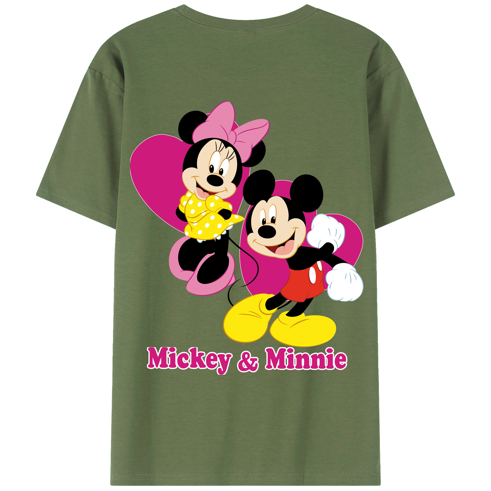 ミッキーマウス Mickey Mouse 綿100％ メンズ半袖Tシャツ（バックプリント） 通気性